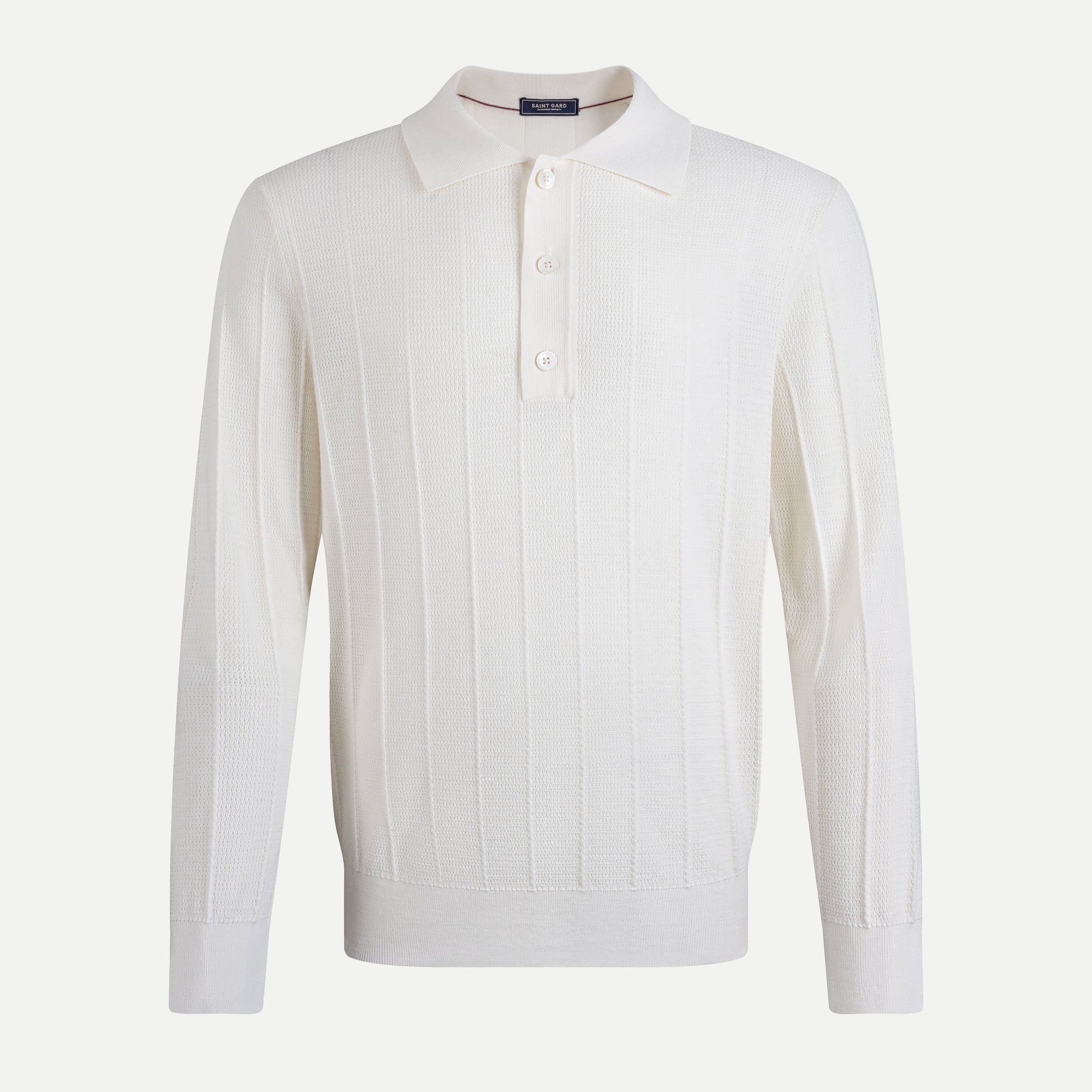 Patterned Crochet Knit Polo Sweater