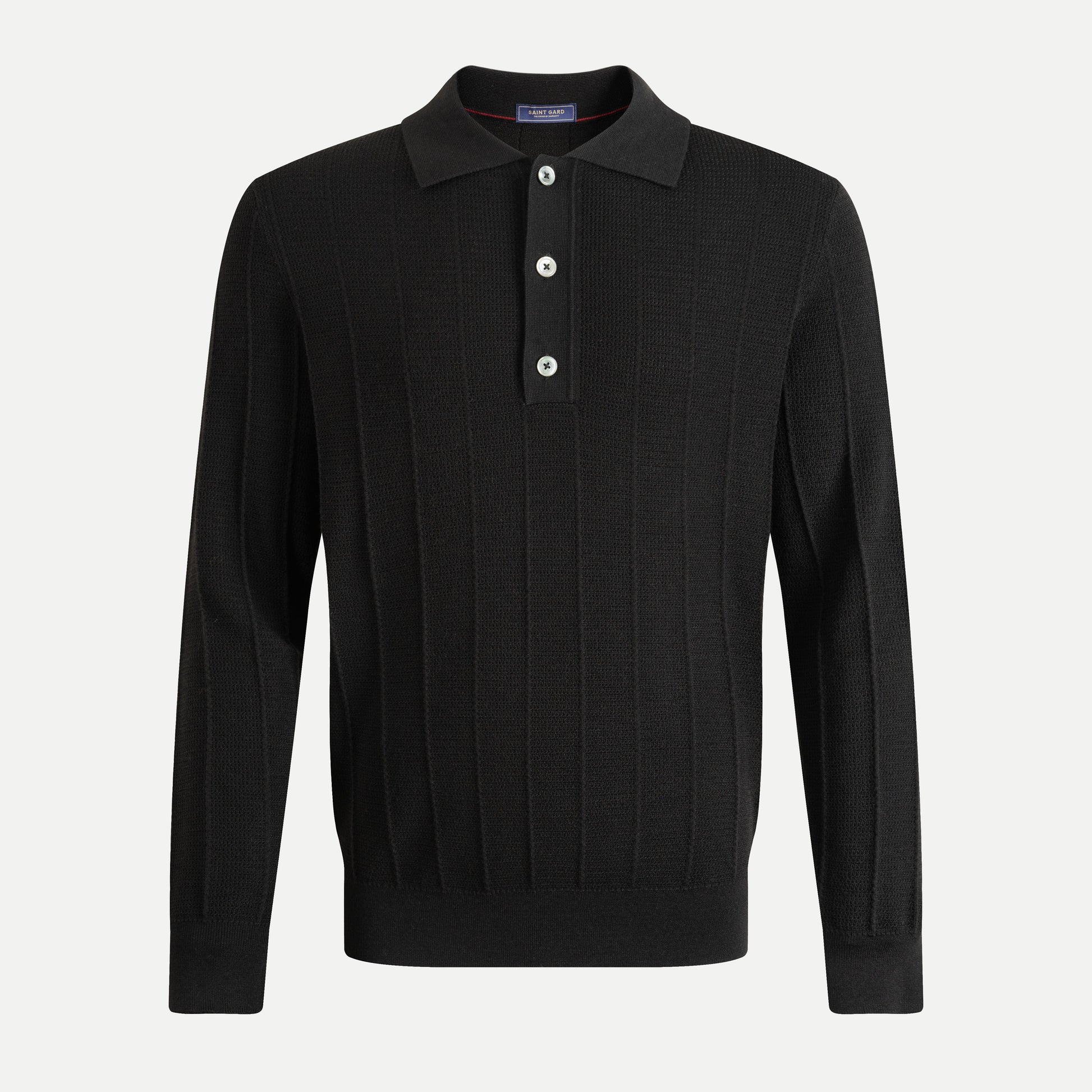 Patterned Crochet Knit Polo Sweater