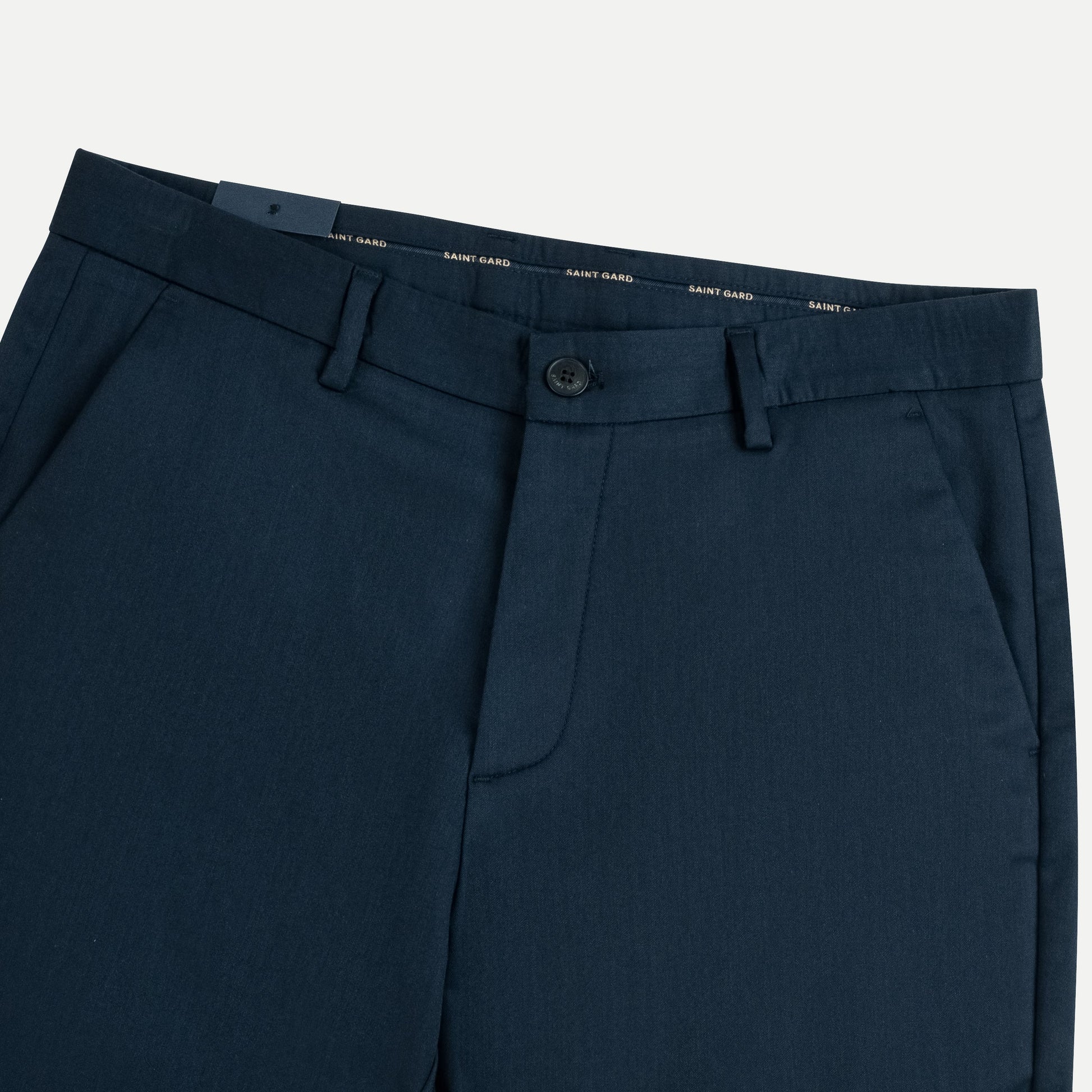 Flat-Front Cotton Twill Trousers