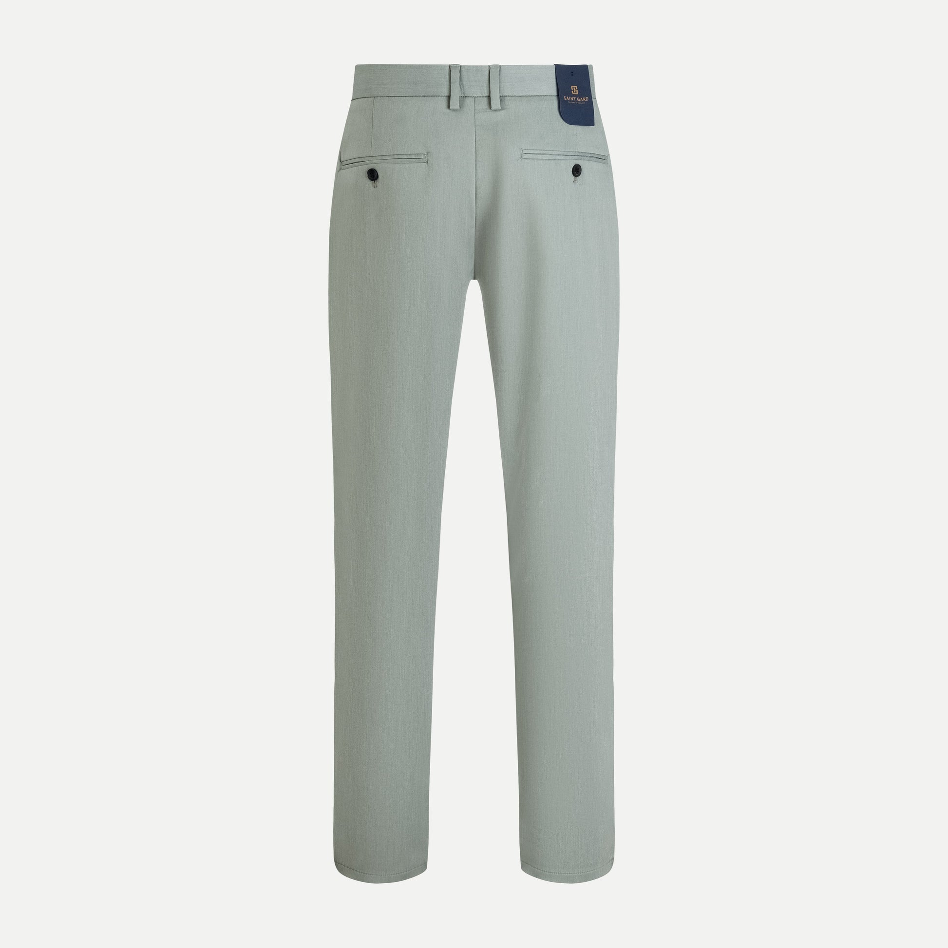 Flat-Front Cotton Twill Trousers