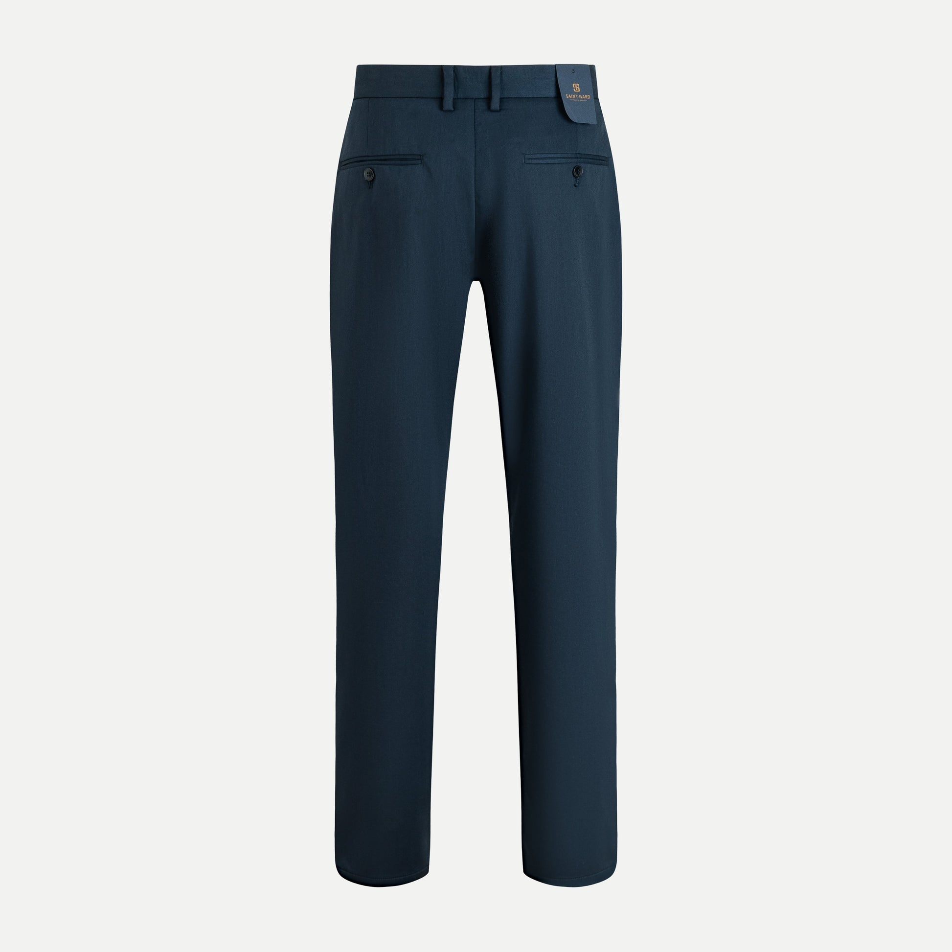 Flat-Front Cotton Twill Trousers