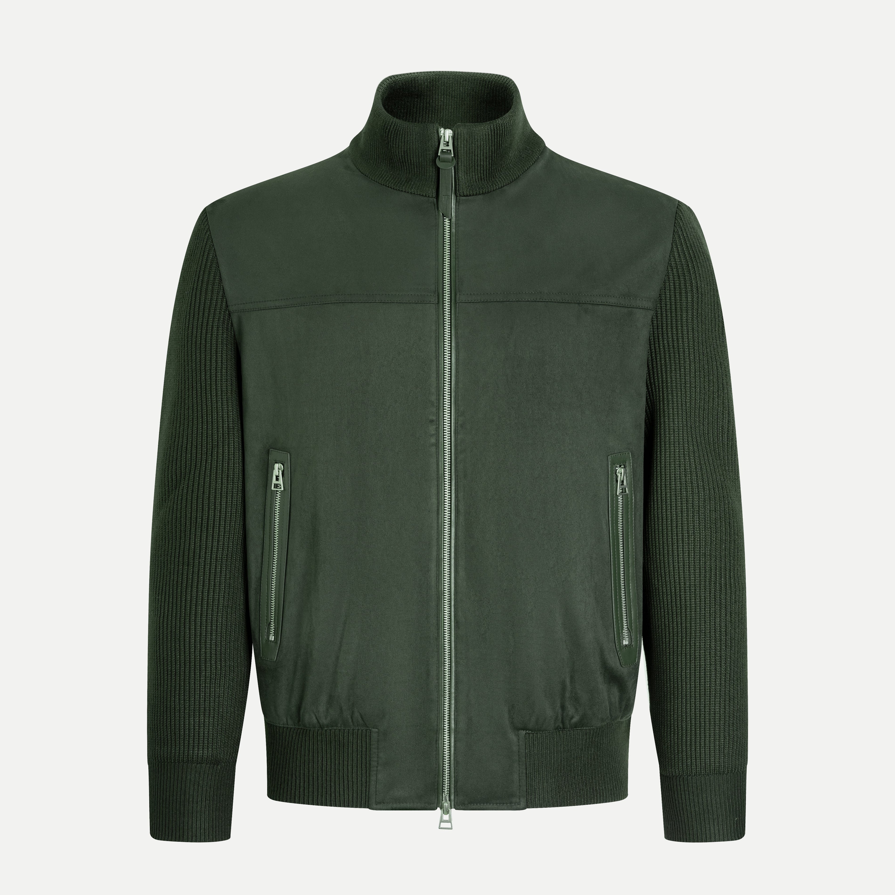 Suede & Knit Zip Jacket