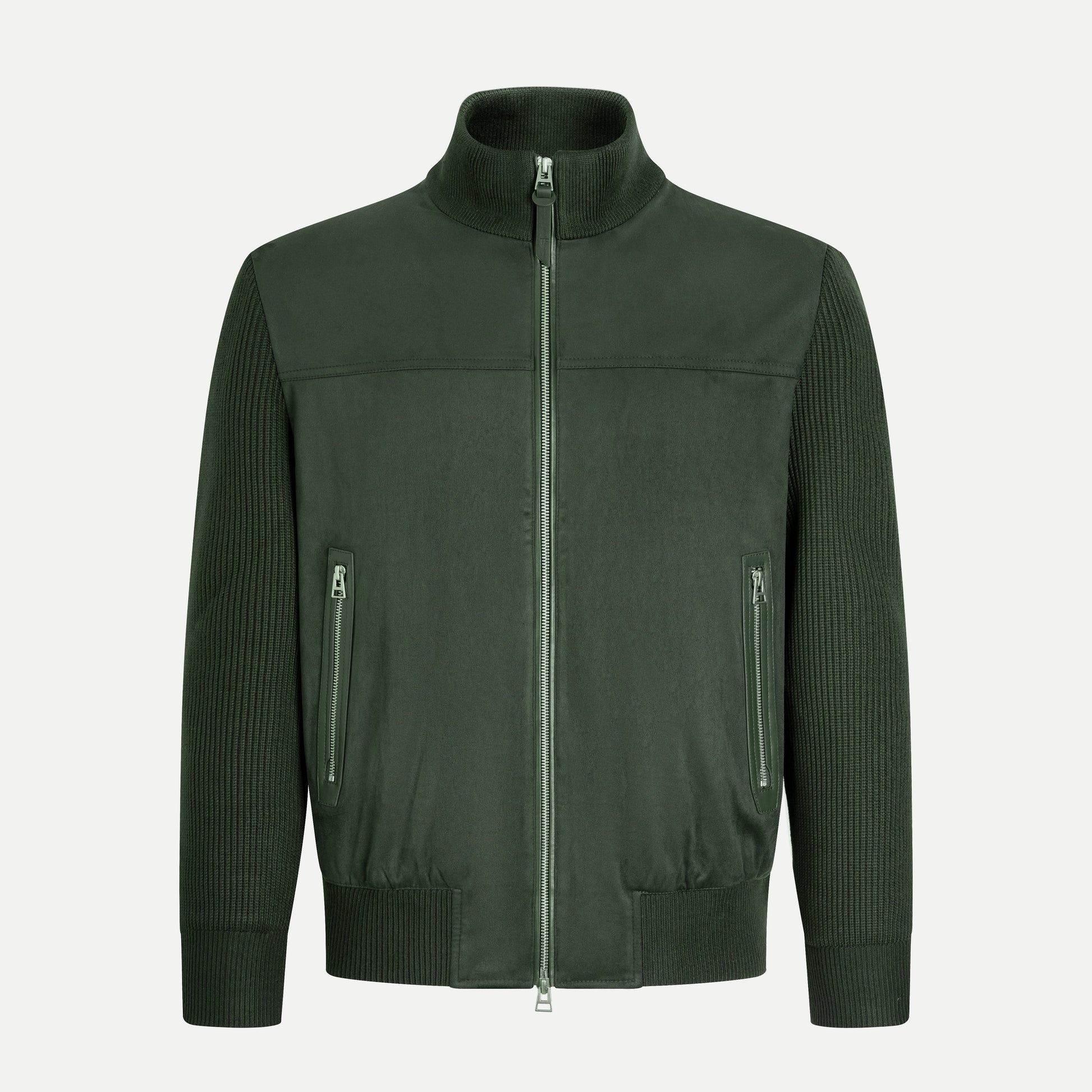 Suede & Knit Zip Jacket