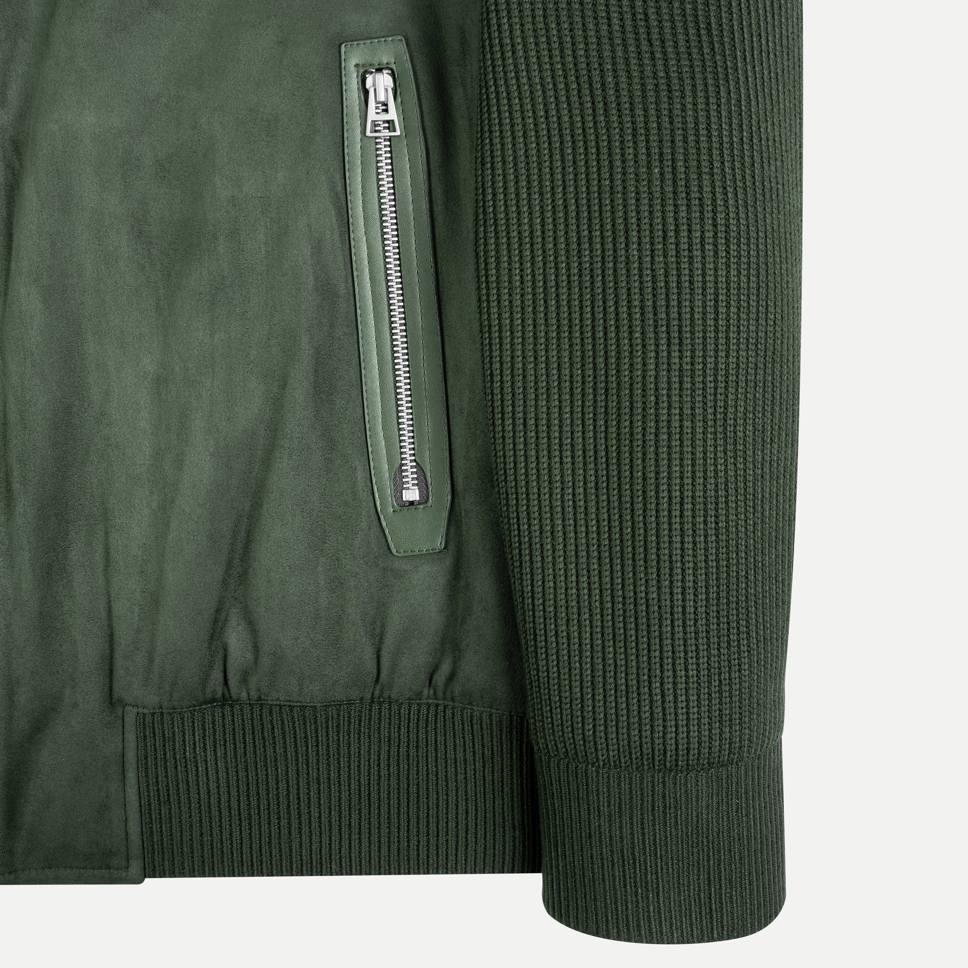 Suede & Knit Zip Jacket