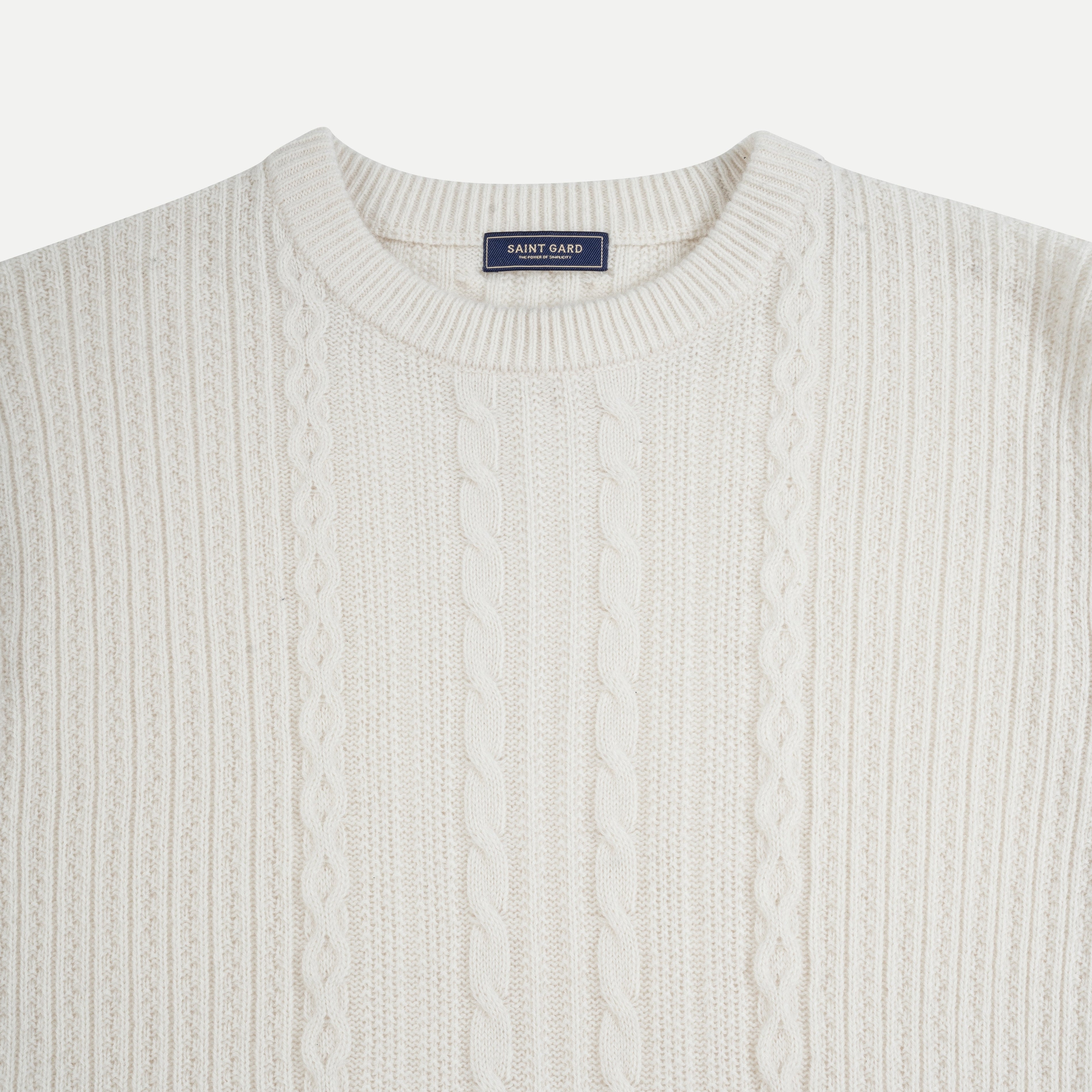 Twisted-Yarn Crewneck Knit Sweater