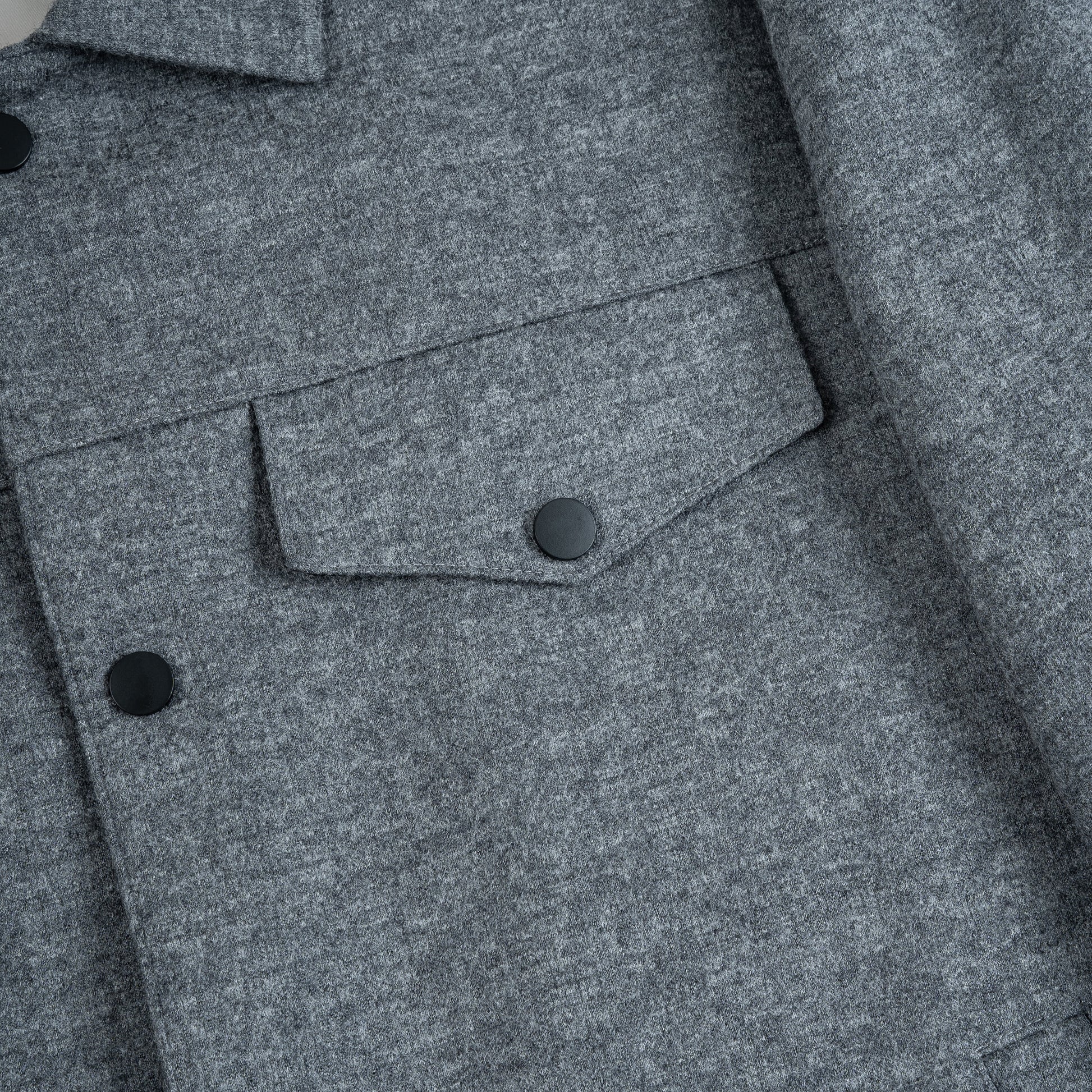 Wool Shirt Jacket with Flap Chest Pocket