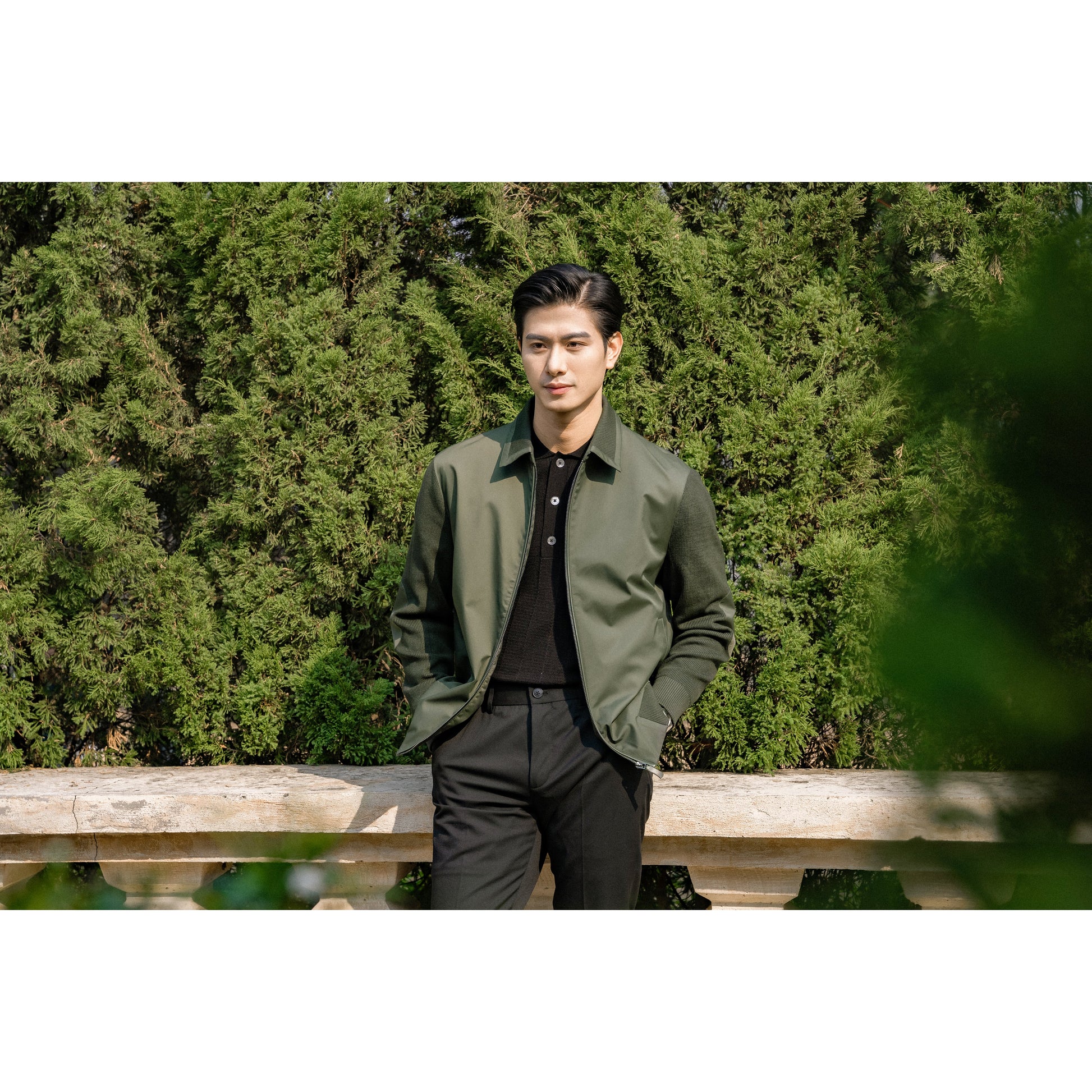 Collared Jacket with Knit Accents