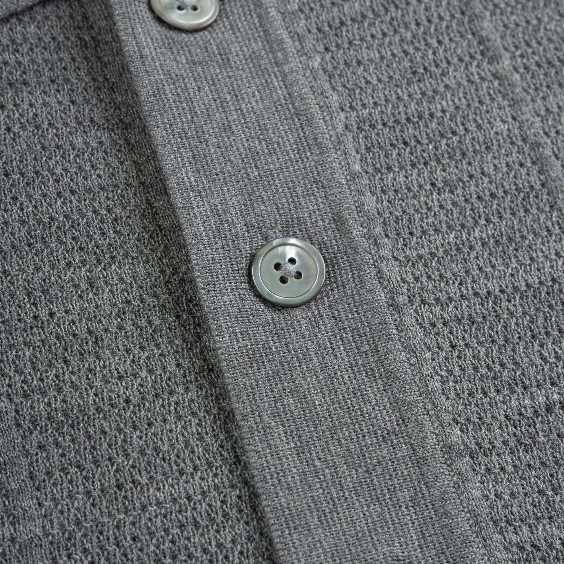 Patterned Crochet Knit Polo Sweater