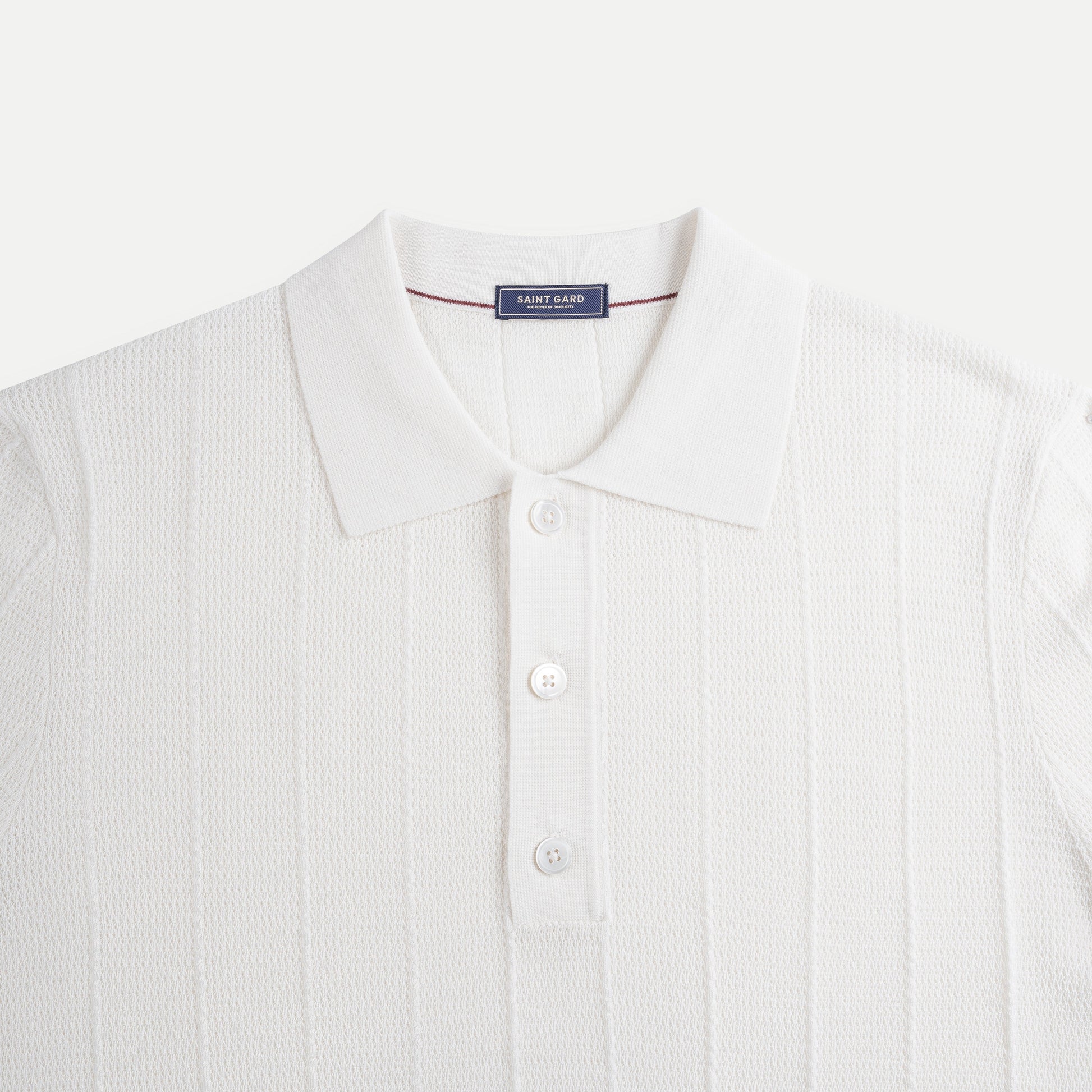 Patterned Crochet Knit Polo Sweater