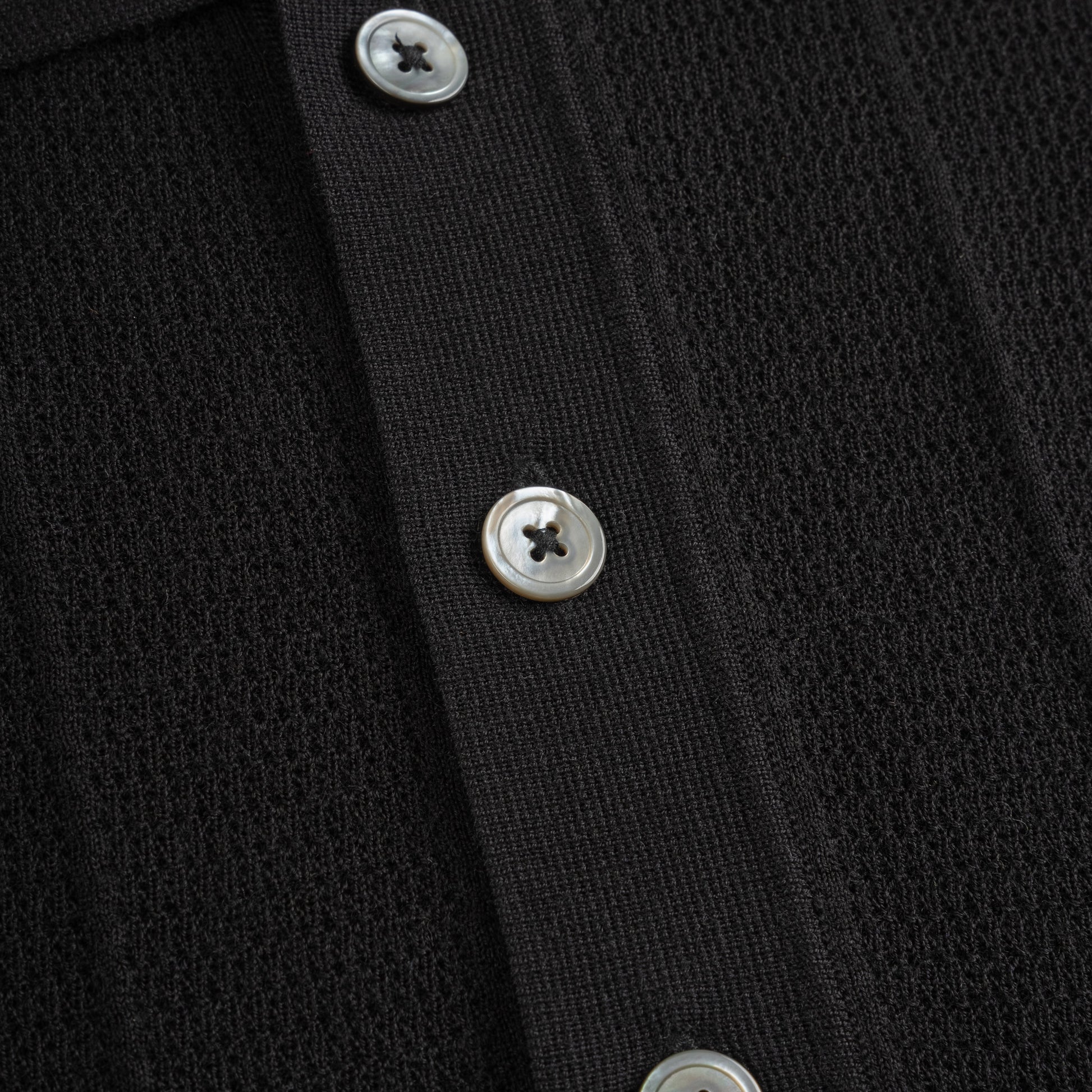 Patterned Crochet Knit Polo Sweater