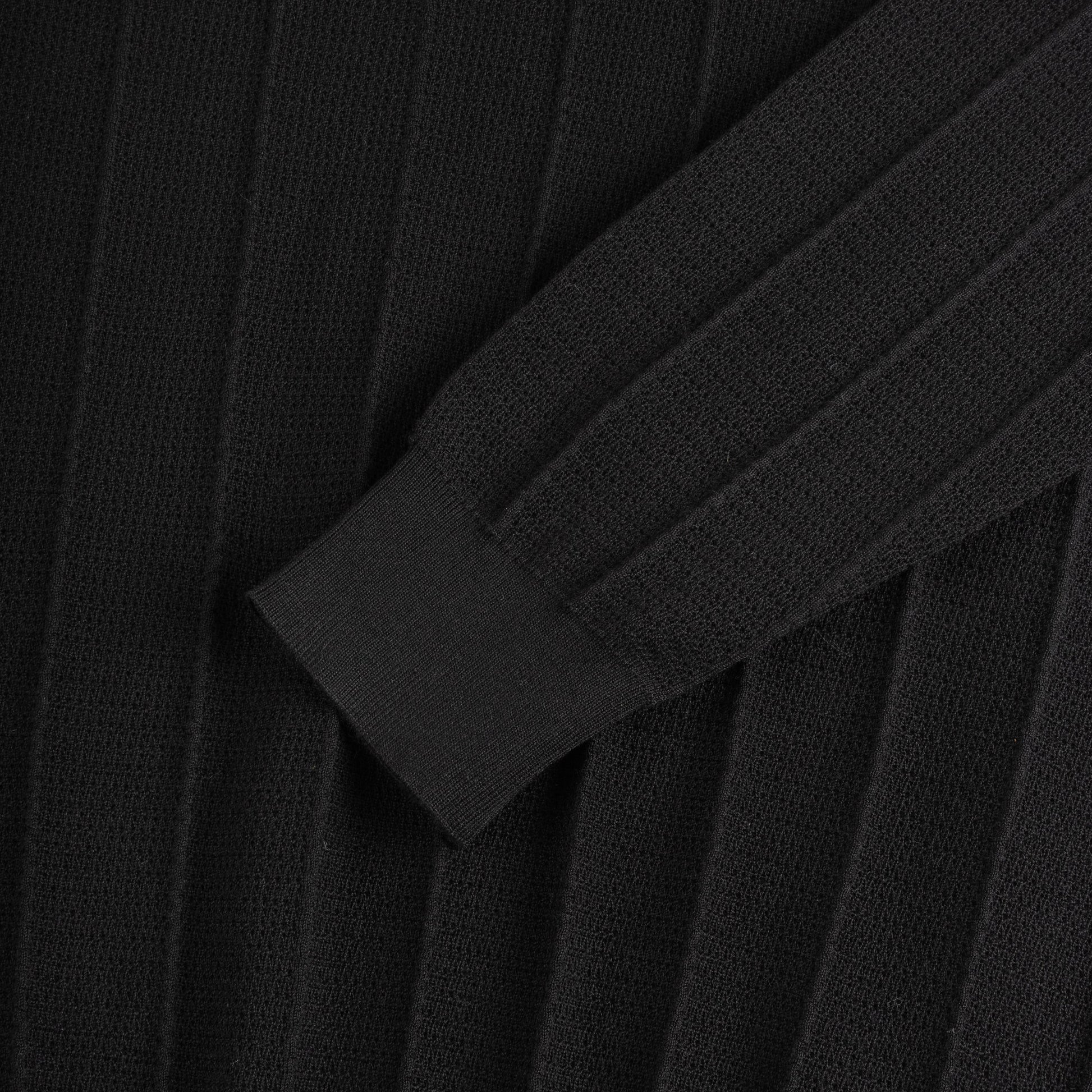 Patterned Crochet Knit Polo Sweater