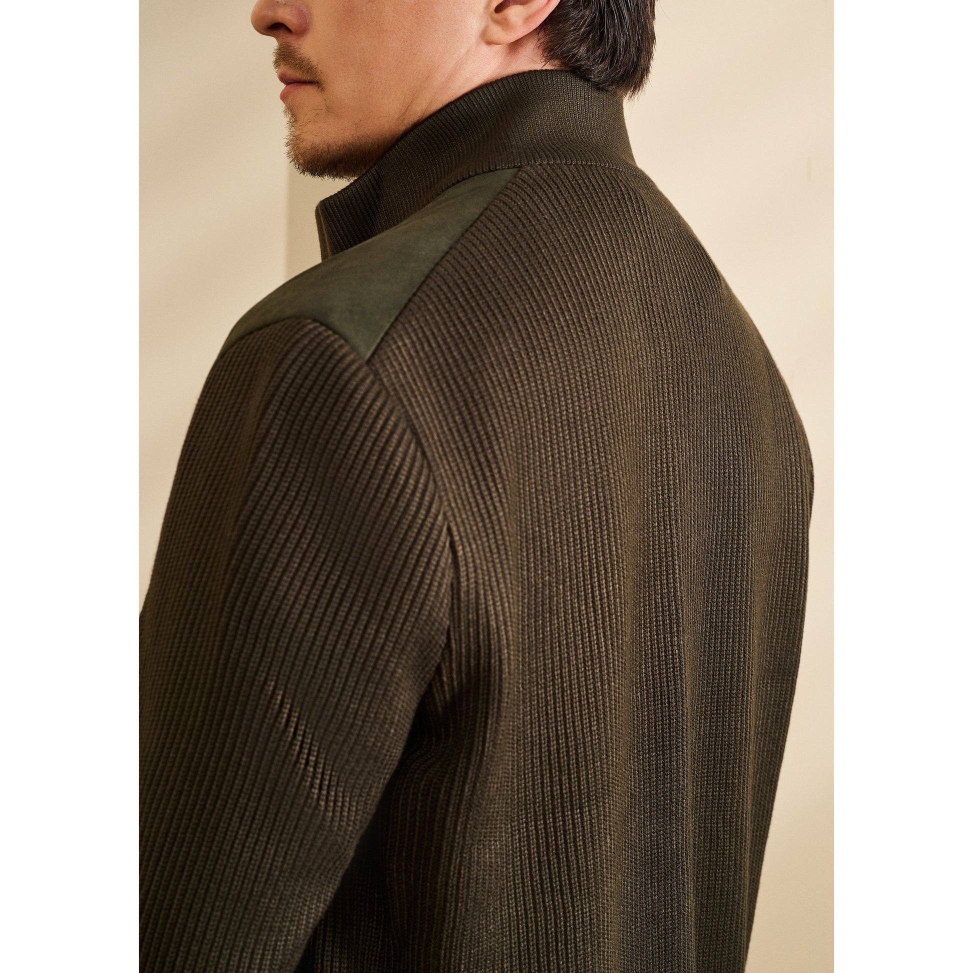 Suede & Knit Zip Jacket