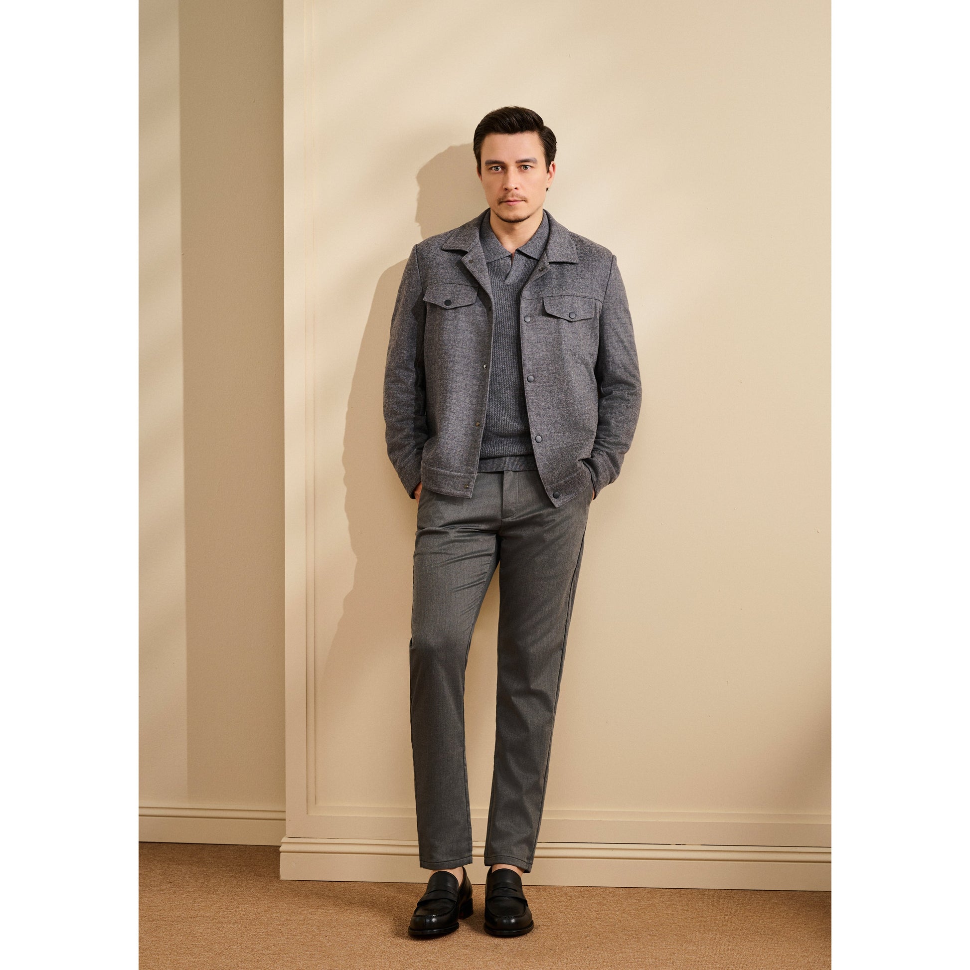 Wool Shirt Jacket with Flap Chest Pocket