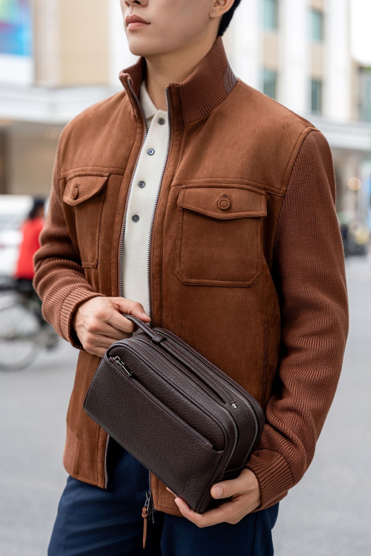 Textured Leather Handheld Bag