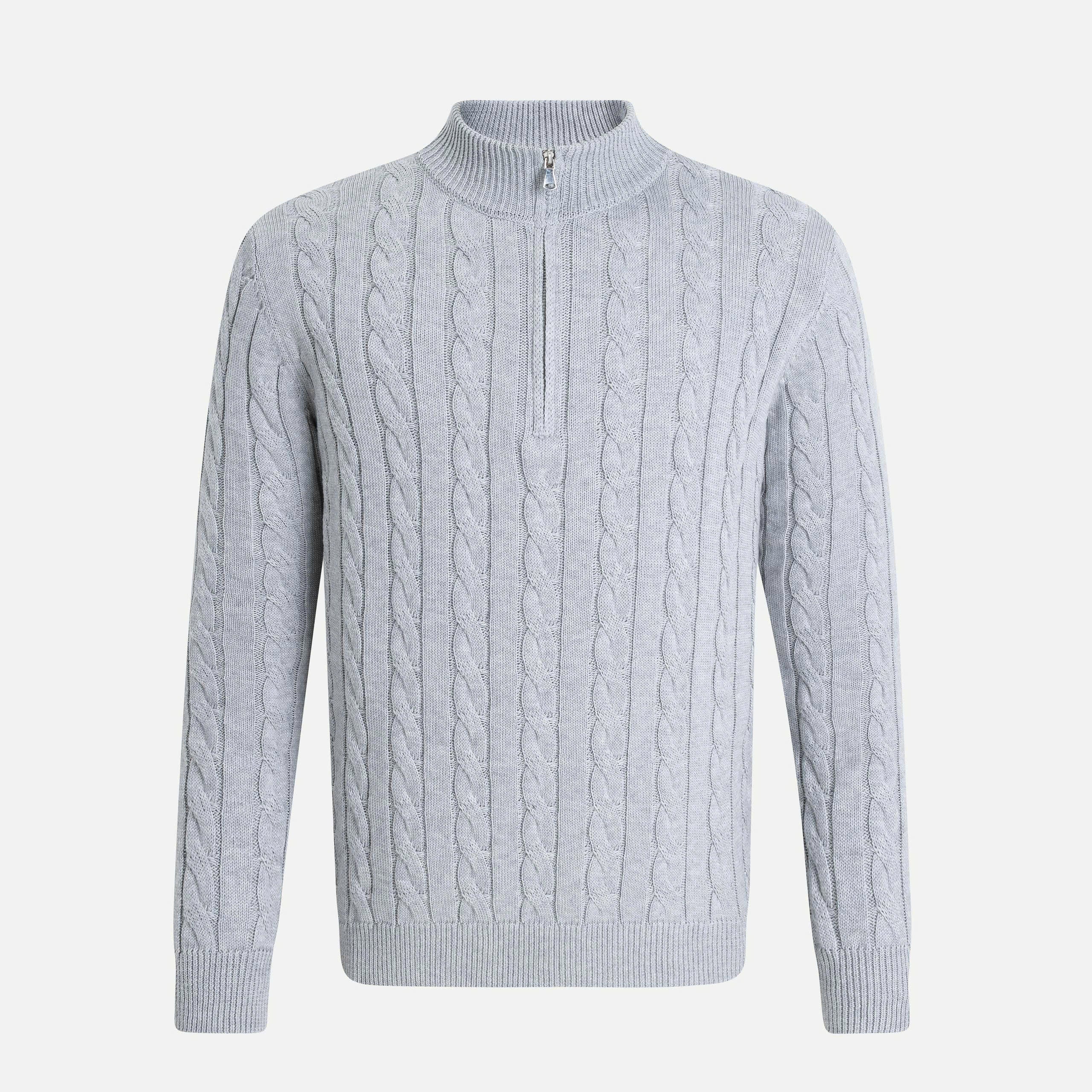 Twisted Knit Zip-up Sweater