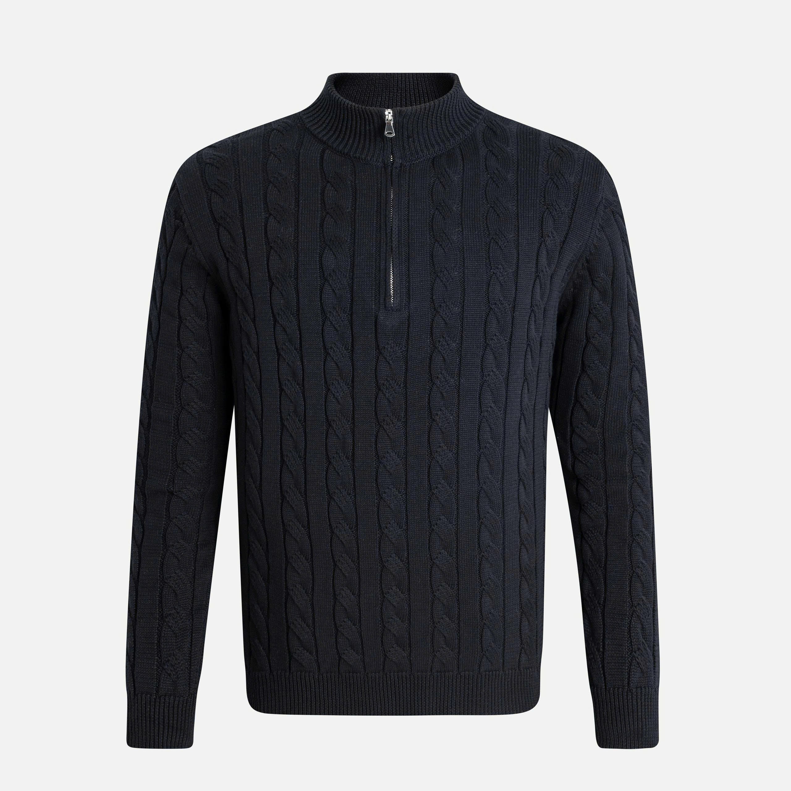 Twisted Knit Zip-up Sweater